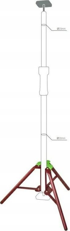 Tripod portativ Piher 34050, mban gjer 300 kg, diametër 30 mm, i kuq