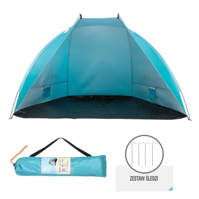 Çadër plazhi NILS CAMP NC8030, 260x120x120 cm, mbrojtje UV, ngjyrë turkeze