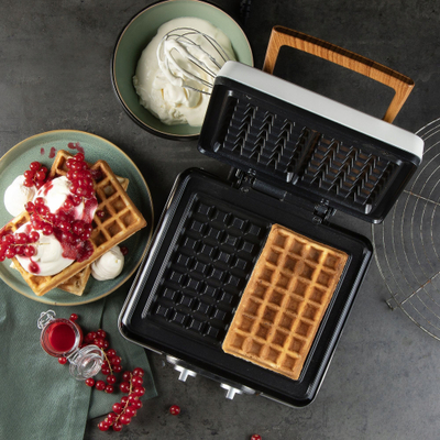 Makinë waffle Domo DO9280W, 1400W, me shtresë qeramike, e bardhë