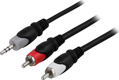 Kabllo audio Deltaco MM-139, 3.5 mm në 2x RCA, 1 m, me ngjyra të ndryshme
