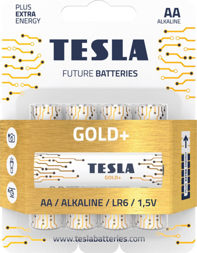Bateri alkaline TESLA GOLD+ AA, LR6, set me 4 copë