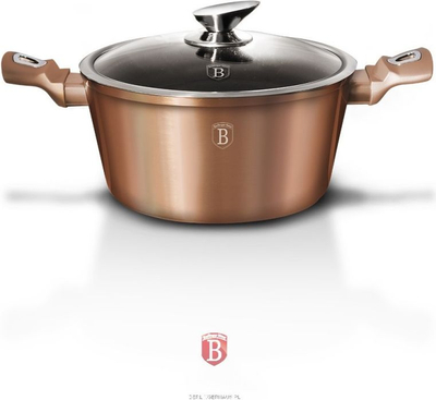 Тенџере Берлингер Хаус Металик Лајн BH-1514N, 2.3Qt 2.5L, со капак од стакло, розе голд