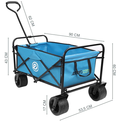 Karrocë plazhi Tourist Beach Cart Deluxe, palosëse 66x48x90cm, mban deri 100 kg, blu