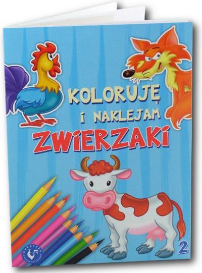 Книга со активности Koloruje i Naklejam Zwierzaki 2, со бојадисување, со налепници, за деца