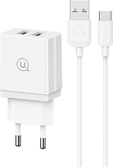 Set karikuesi Usams HC Series CC090, USB 2.1A, kabllo Type C 1m, i bardhë