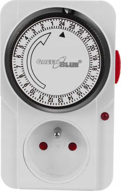 Timer mekanik GreenBlue GB360 E, 48 programe, 3680W, i bardhë