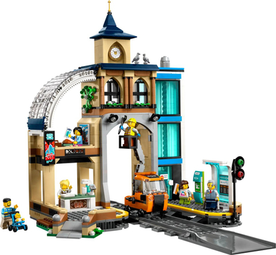 Set lodër LEGO City Central Station 60469, ndërtim trenash