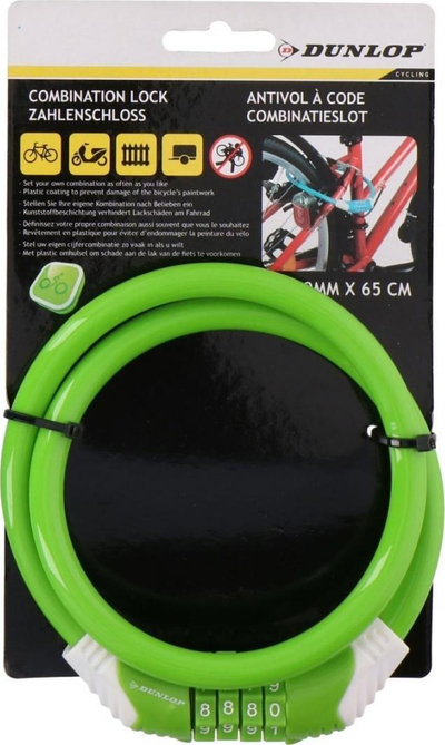 Dry biçiklete Dunlop 1042824, spirale 65 cm, me kod numerik, jeshil