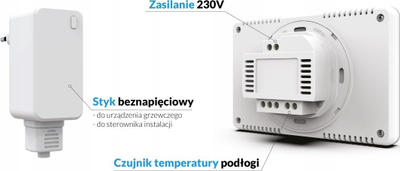 Termostat wireless Tech ST-293z v2 për dhoma, panel xhami i bardhë