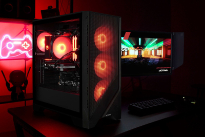 PC за гејминг ACTINA Ryzen 7 7700, Radeon RX 7700 XT, црвен LED