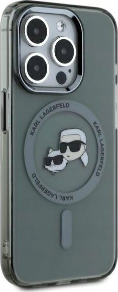 Maskë telefoni Karl Lagerfeld IML Metal Karl &amp; Choupette Head, për iPhone 15 Pro Max, MagSafe
