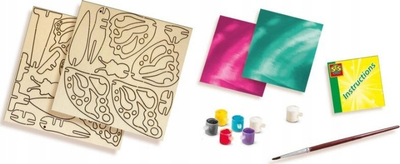 Set kreativ SES Creative 14035 për zbukurim fluturash druri, me bojëra dhe letra zbukuruese, shumëngjyrësh