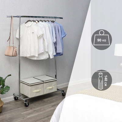 Varëse rrobash MobilRack Clothes Rack, me rrota, me dy shufra, e zezë