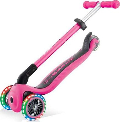 Trotinet Globber Primo Foldable, 3 rrota, me drita LED, rozë e errët