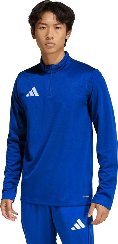 Bluzë stërvitje futbolli Adidas Entrada 26 Training Top, me mëngë të gjata, me zinxhir gjysmë të gjatë, blu