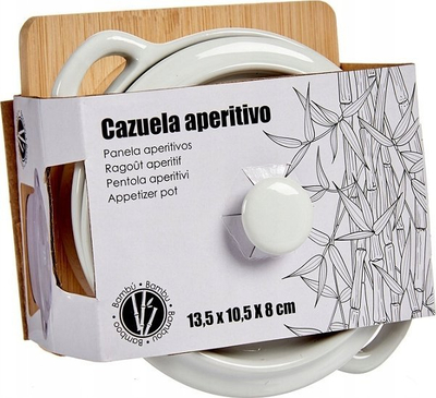 Enë pjekjeje Vessia, 200ml, me kapak, me bazë bambuje, e bardhë