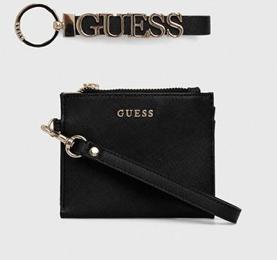 Set dhuratë Guess, kuletë dhe mbajtëse çelsash, e zezë