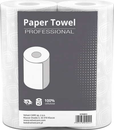 Letra kuzhine Velvet Paper Kitchen Towel, 2-shtresore, set 2 rrotulla, e bardhë