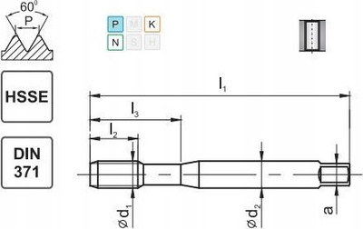 Gjuha filetuese DAR-MET TAP-800-DIN371-B, M3.5, HSSE