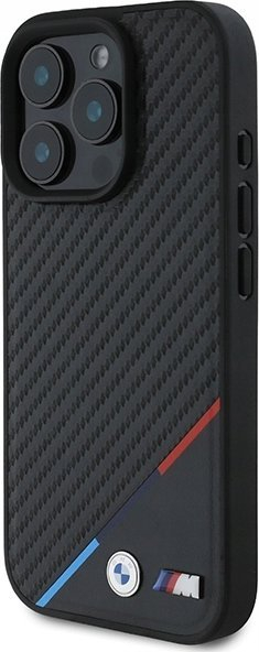 Kllëf telefoni BMW M Carbon Tricolor Line, MagSafe, për iPhone 16 Pro Max, i zi