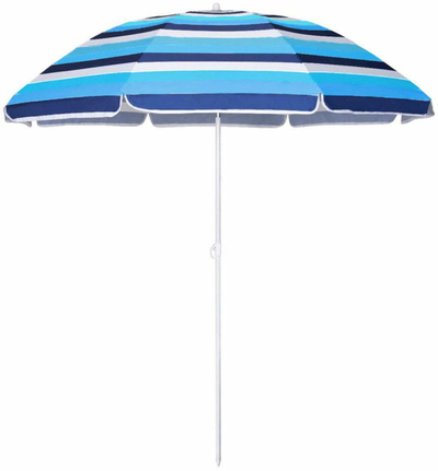 Çadër plazhi pa markë 186 cm, palosëse, me anim, blu me vija