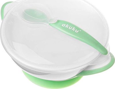 Pjatë me vakum Akuku Suction Cup Bowl, me lugë edhe kapak, për beba
