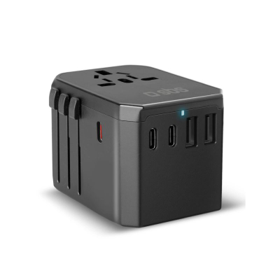Adapter udhëtimi SBS GaN 70W, 5 porta USB, 2400W, i zi