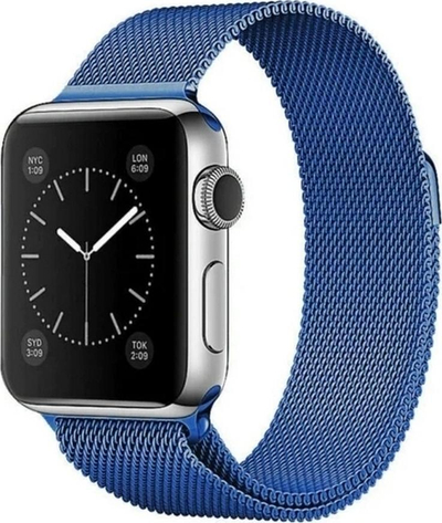 Rrip për Apple Watch Series 7, 45mm, çelik inox, magnetik, blu