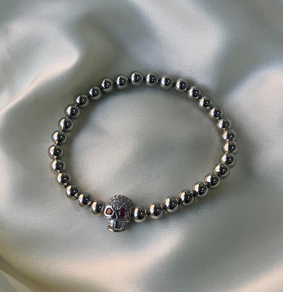 Byzylyk Dar Silver Skull Hematite, zirkon, i argjendtë