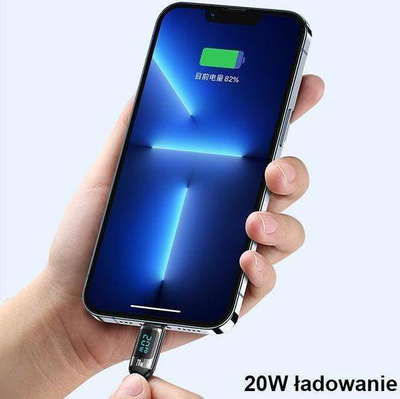 Kabllo karikimi USB C në Lightning Usams U78, 1.2m, 20W, me ekran LED, e zezë