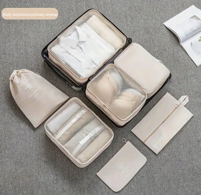 Set organizimi për udhëtim TRAVEL SET, 7 çanta kozmetike, material me rrjetë