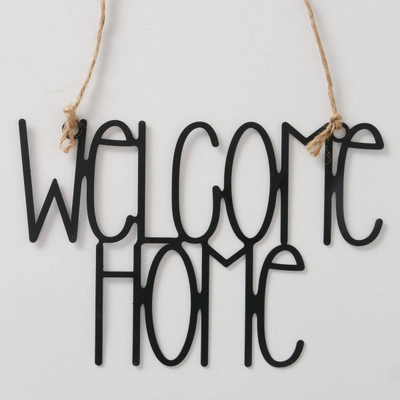Shenjë varëse dekor Boltze Welcome Home, metal, e zezë