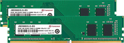 Memorie Transcend JetRam, DDR4, 16 GB, 2666 MHz, CL19, JM2666HLG-16GK