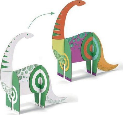 Set krijues Djeco Color Assemble Play, modele dinosauri 3D, mbi 5 vjeç, shumëngjyrësh
