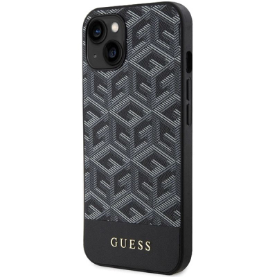 Kllëf telefoni Guess G Cube MagSafe për iPhone 15, lëkurë PU, i zi