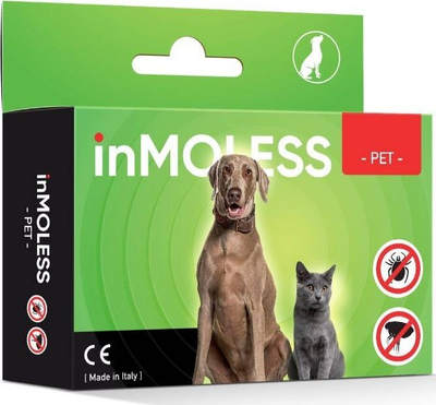 Pajisje ultrasonike kundër pleshtave Inmoless Pet, për qen e mace, deri nja 10 muaj mbrojtje, e verdhë