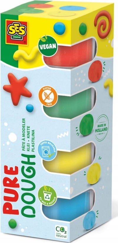 Set plasteline SES Creative Feel Good Dough Pure 00511, vegane, 4x90g, me ngjyra të ndryshme