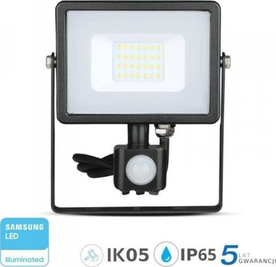 Projektor LED V-TAC VT-20-S, 20W, sensor lëvizjeje PIR, 4000K, i zi