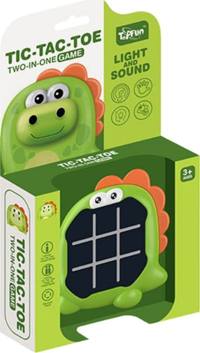 Loja elektronike LEAN Toys 3in1 Tic Tac Toe Memory Dinosaur, për fëmijë 3+, jeshile