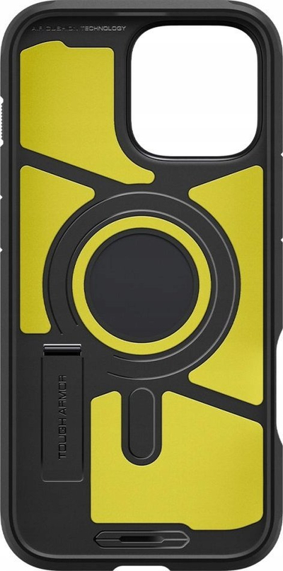 Kllëf telefoni Spigen Tough Armor MagSafe për iPhone 16 Pro, i fortë, me këmbëz, i zi