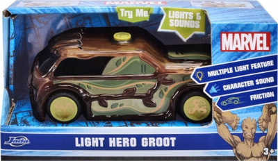 Lodër makinë JADA TOYS Marvel Groot Light Hero, 15cm, me drita dhe tinguj, kafe jeshile