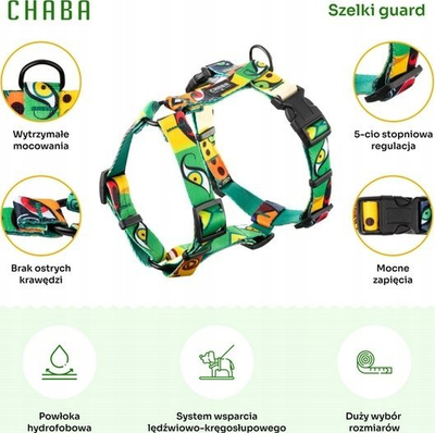 Shapllë për qen Chaba Guard Harness Story III Jumbo, L, brez 2.5 cm, me plot ngjyra