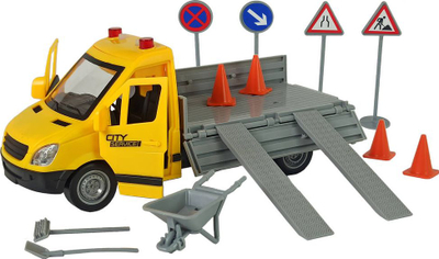 Kamion lodër City Service LEAN, me karroceri që ngrihet, me drita edhe zë, i verdhë