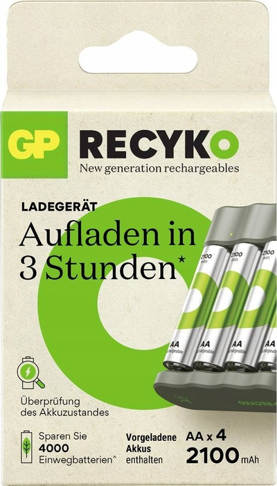 Karikues baterish GP ReCyko B441, 4x AA AAA NiMH, USB, gri