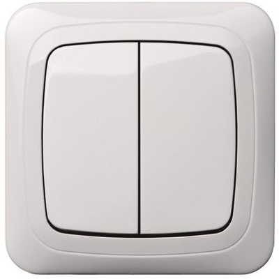 Ndërprerës ALFA flush mounting, 2 taste, IP44, i bardhë