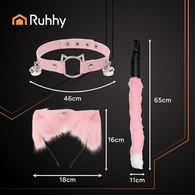 Детски костум мачка лисица Ruhhy 26585, сет од 3 дела, розов