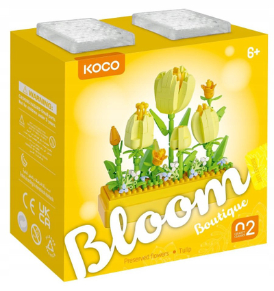 Lodër ndërtimi KOCO Bloom Boutique Tulip, 295 pjesë, moshat 6+, e verdhë
