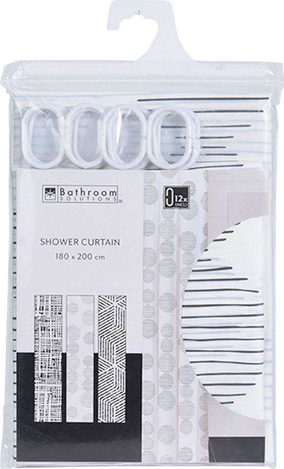 Perde dushi Bathroom Solutions, PEVA, 180 x 200 cm, bardh e zi
