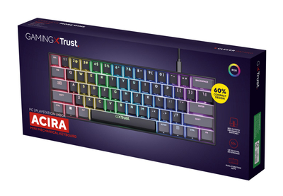 Играчка тастатура Trust GXT867 Acira 60% Mini US, механичка, со RGB осветлување, црна