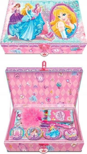 Set kreativ Pulio Pecoware Princess, me ditar dhe aksesore, kuti me çelës, rozë